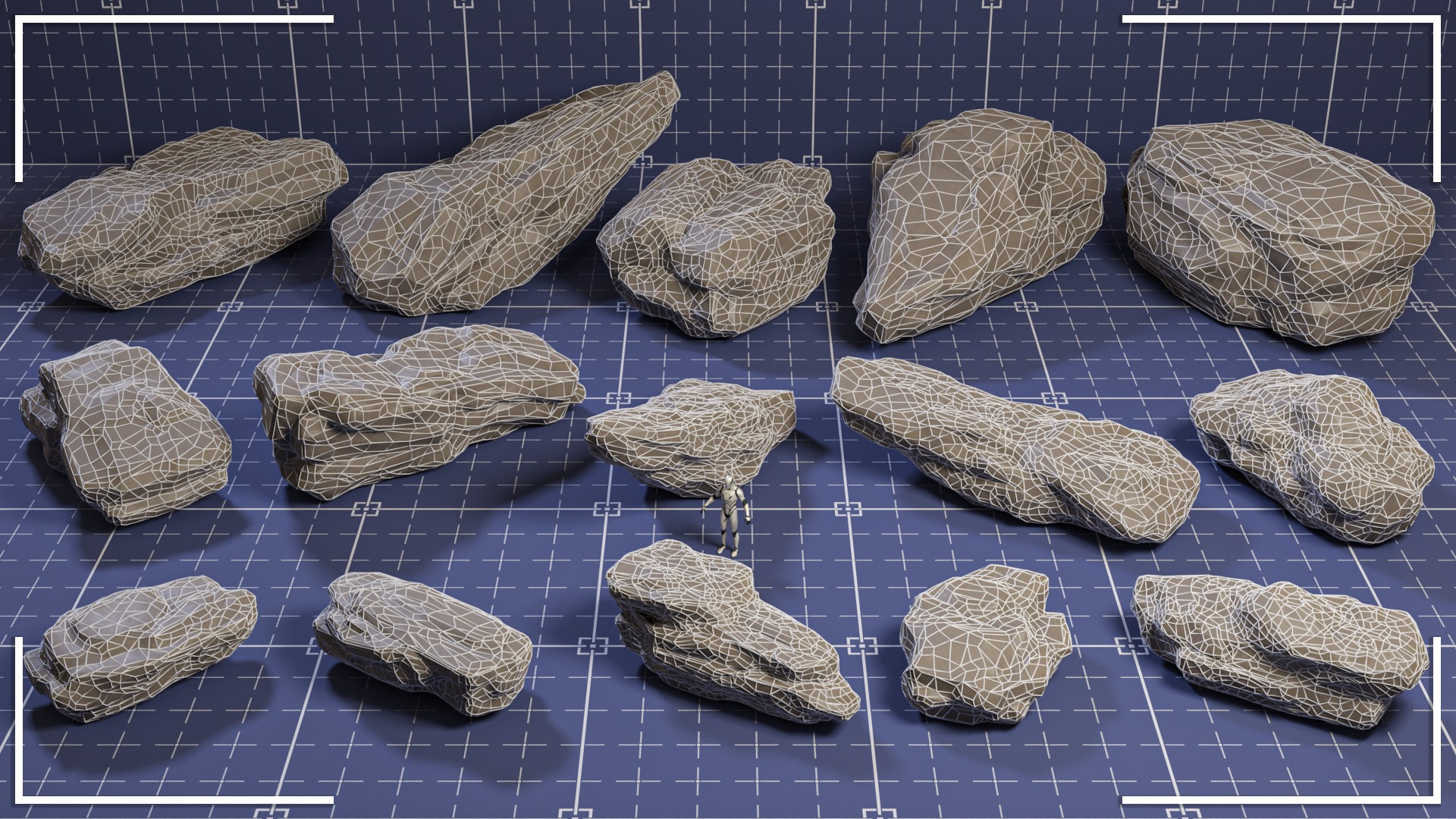 Stylized Rock Set - 15 Hand-Painted Game-Ready Rocks Low-poly 3D model_18