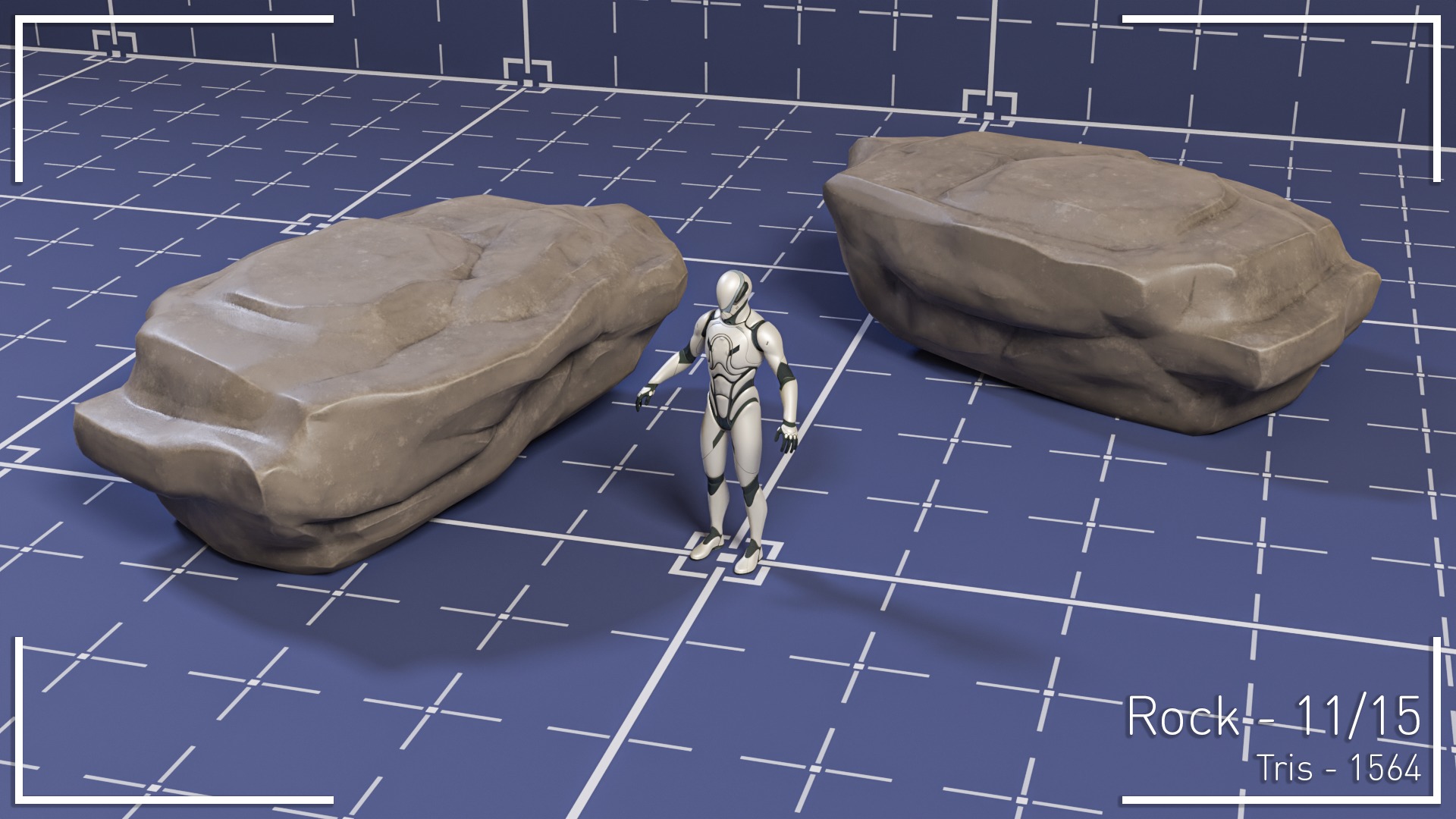 Stylized Rock Set - 15 Hand-Painted Game-Ready Rocks Low-poly 3D model_12