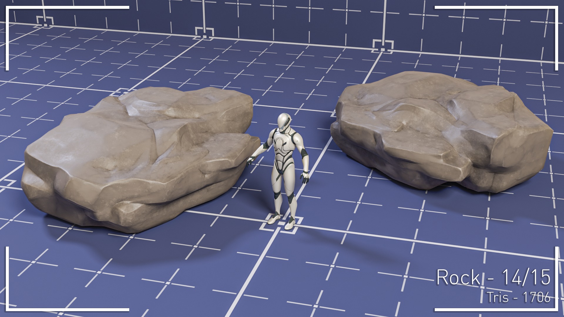 Stylized Rock Set - 15 Hand-Painted Game-Ready Rocks Low-poly 3D model_15