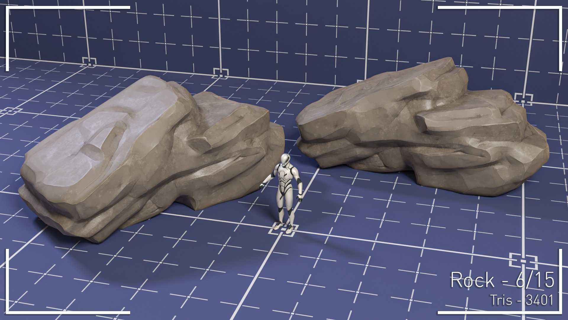 Stylized Rock Set - 15 Hand-Painted Game-Ready Rocks Low-poly 3D model_7