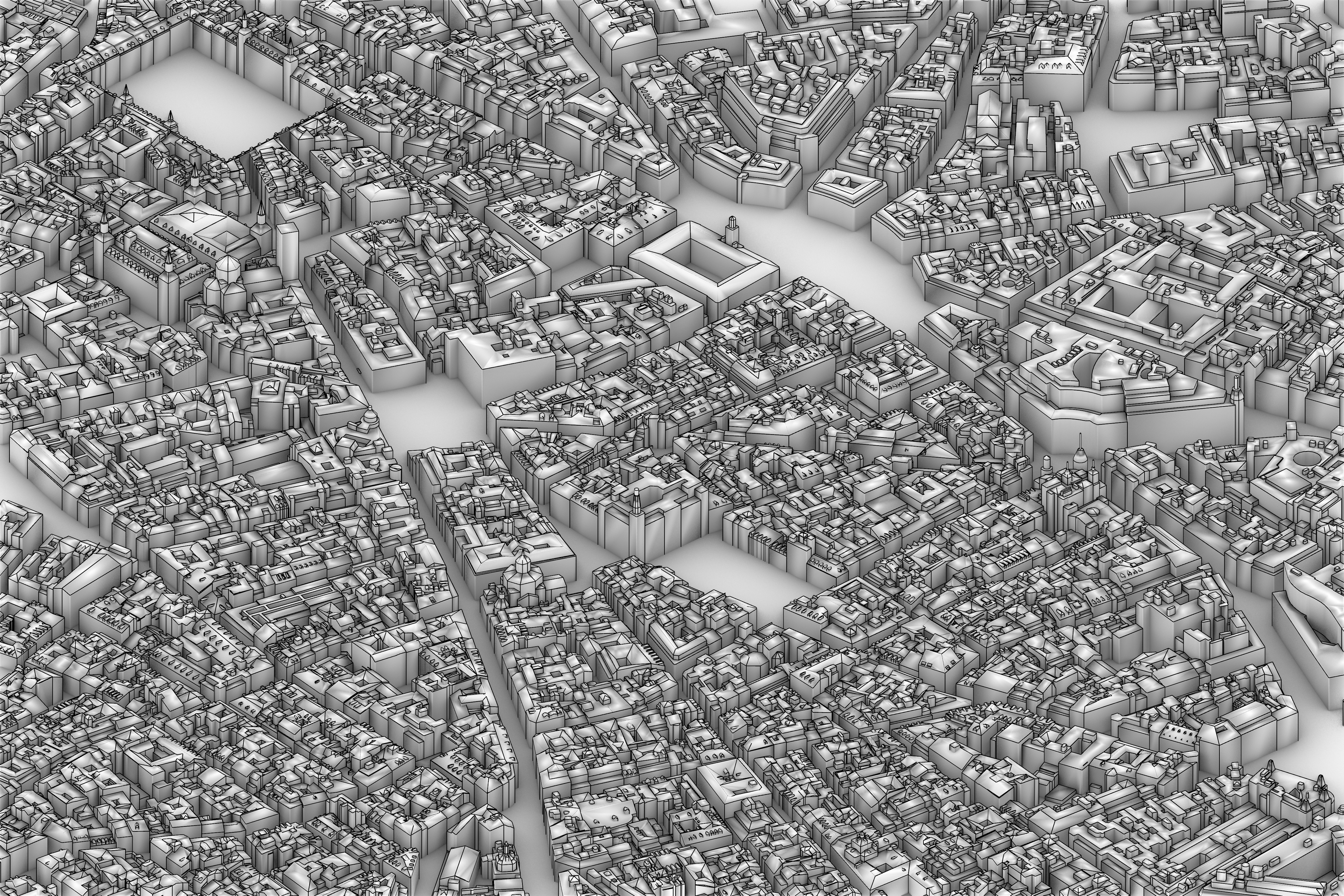 Madrid Centro - Detailed 3D City Model - LOD2 3D Printing Ready 3D model_6