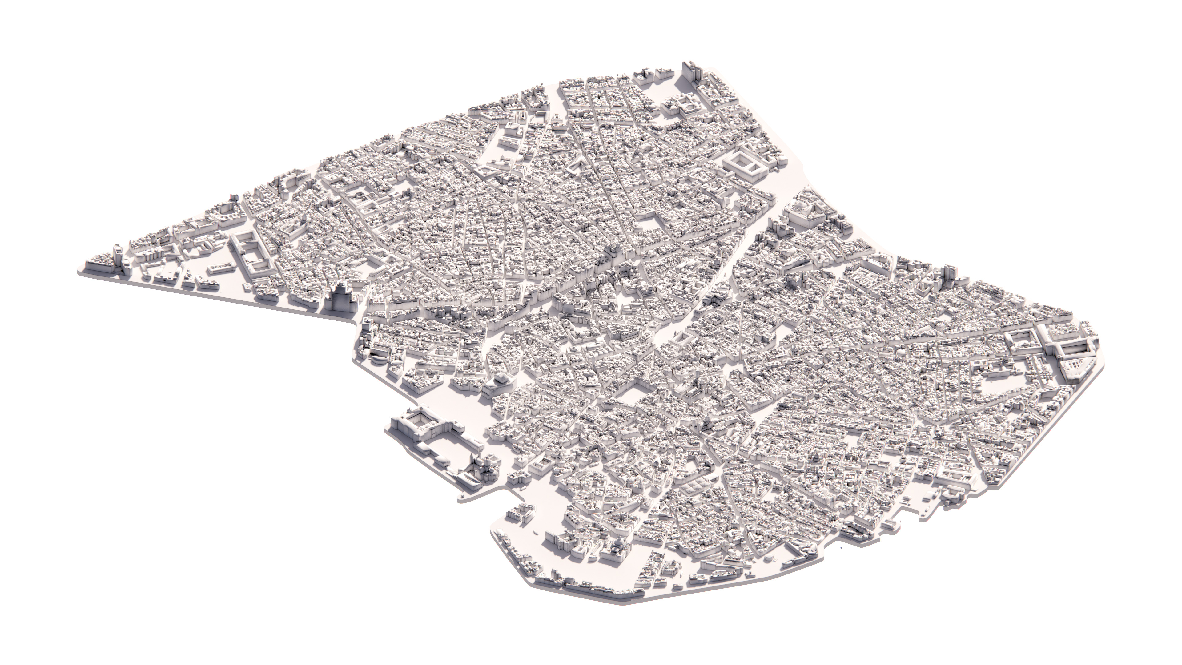 Madrid Centro - Detailed 3D City Model - LOD2 3D Printing Ready 3D model_1