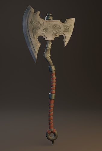Axe with rugged rock blade Free low-poly 3D model