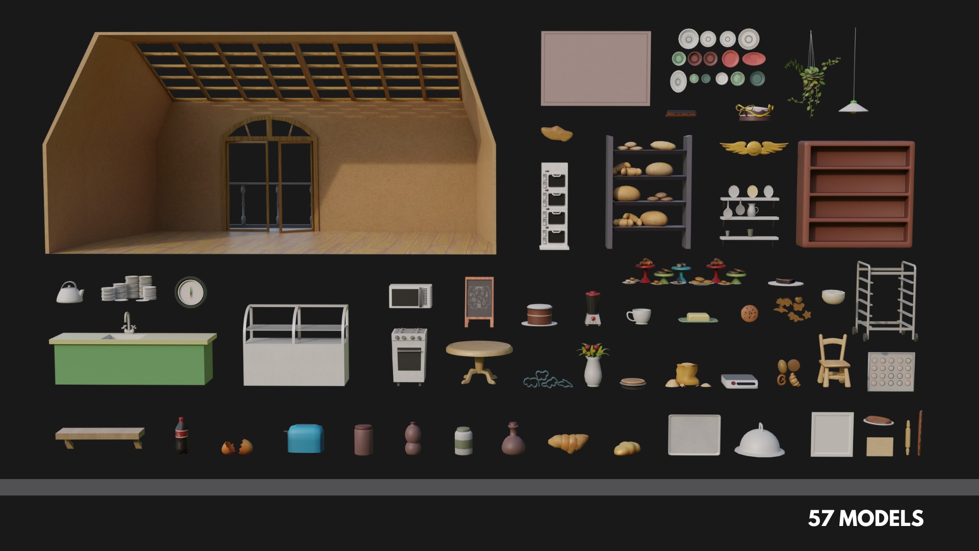 Optimized Bakery Asset Bundle Low-poly 3D model_20