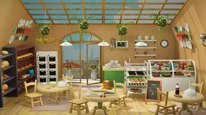 Optimized Bakery Asset Bundle Low-poly 3D model
