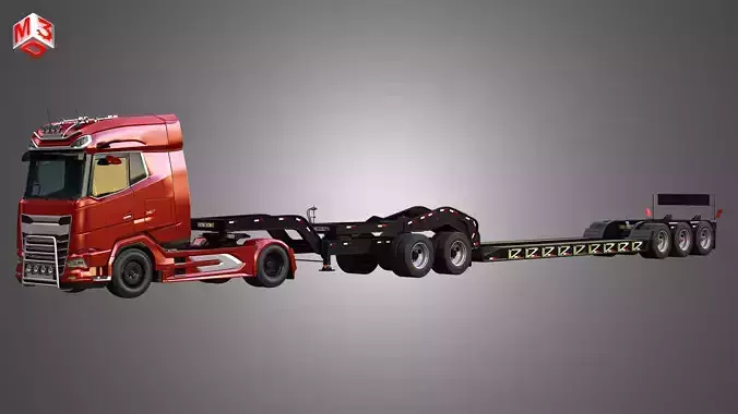 XG 530 Truck with Lowboy Double Trailer Oversize Load