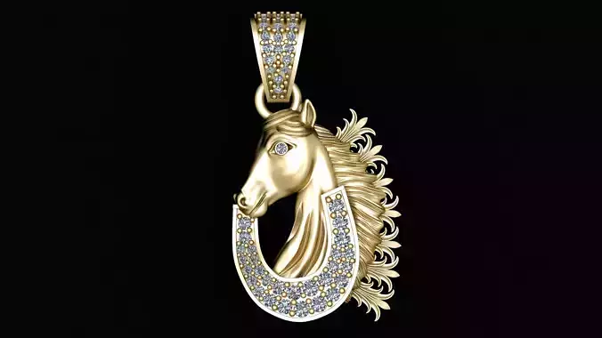 HORSE AND HORSE SHOE PENDANT 3D PRINTABLE MODEL