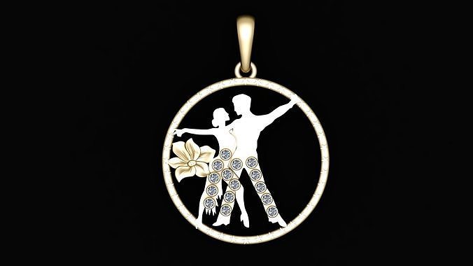 DANCING COUPLE COIN PENDANT 3D PRINTABLE MODEL 3D print model