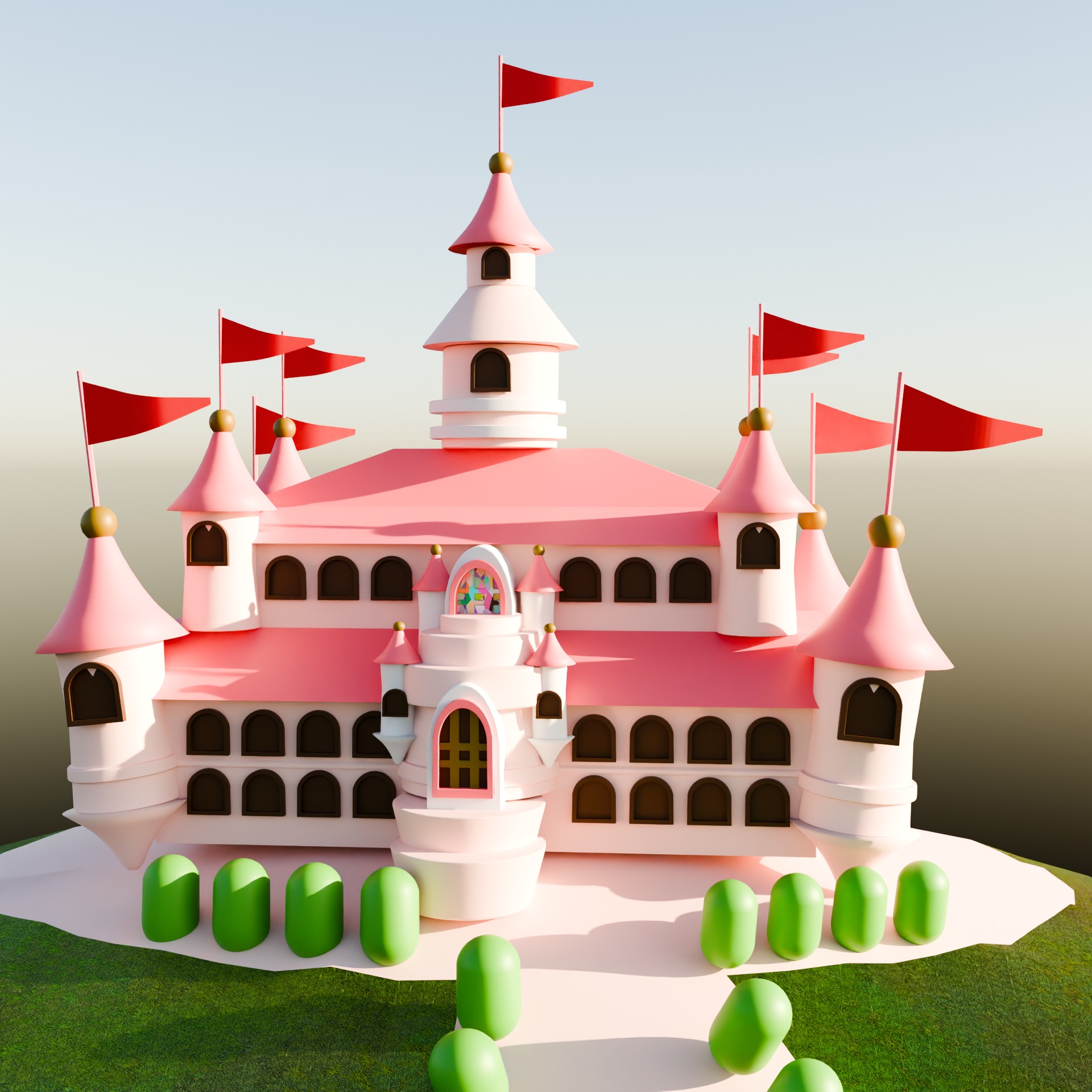 Lowpoly isometric Cute 3d Castle for Princess 3D model_3