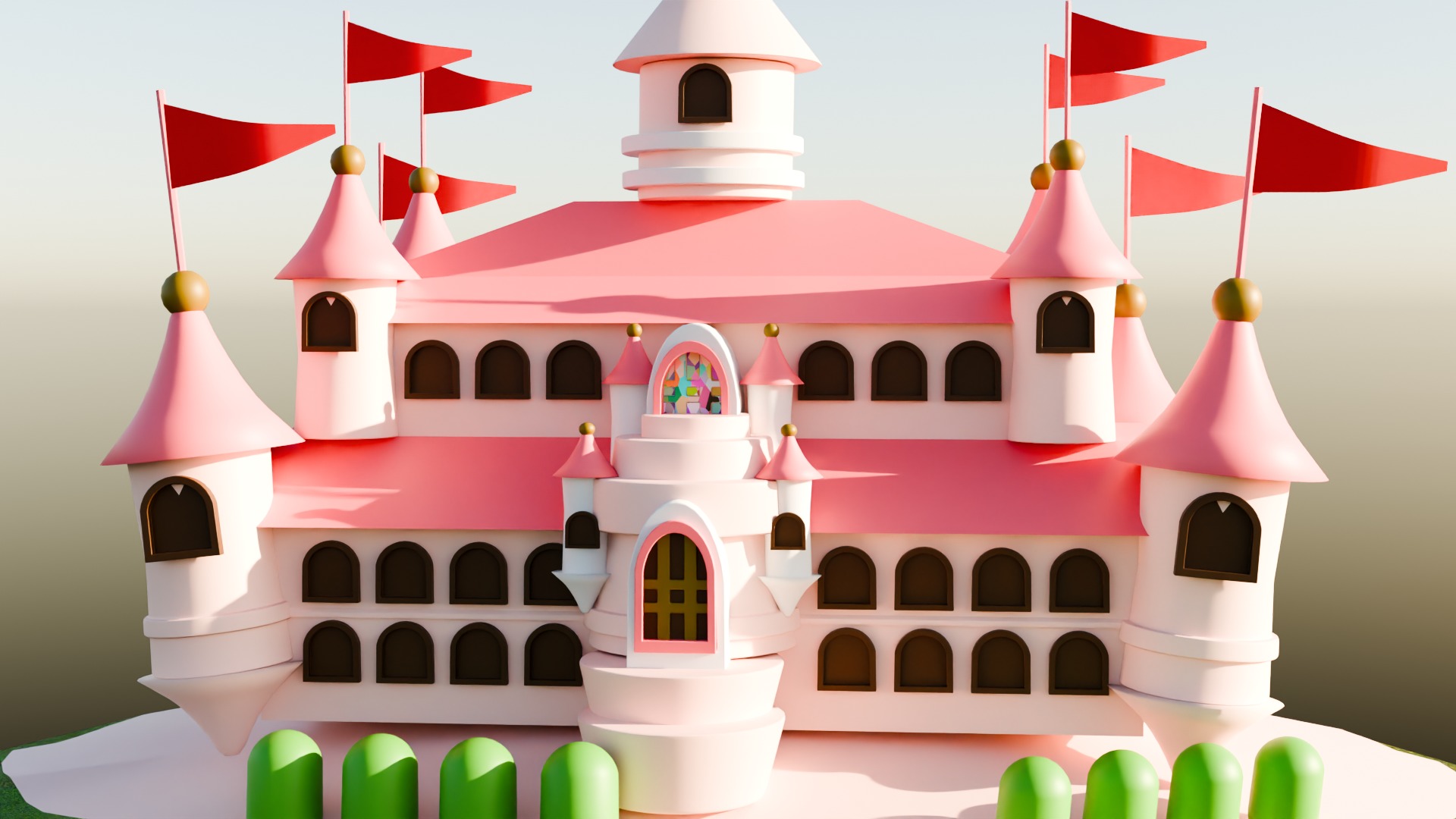 Lowpoly isometric Cute 3d Castle for Princess 3D model_2