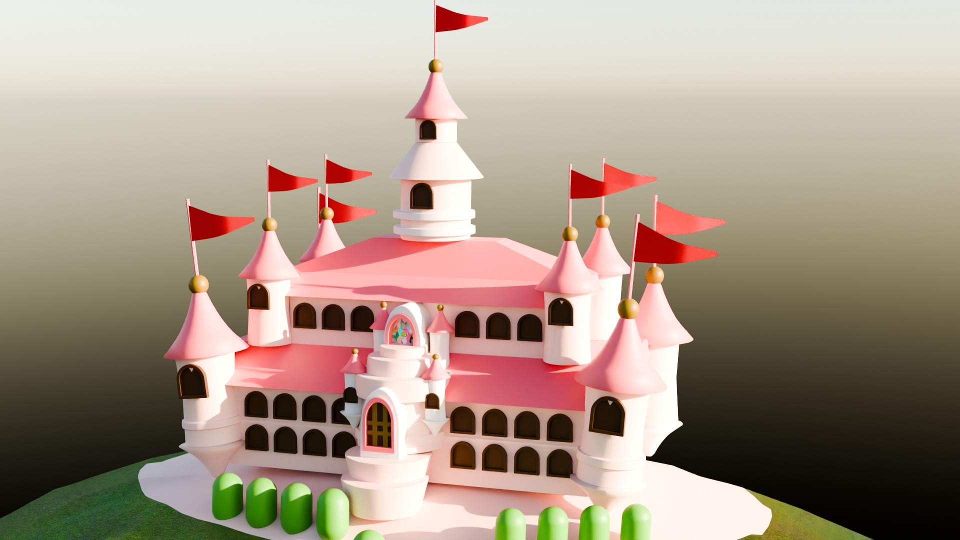 Lowpoly isometric Cute 3d Castle for Princess 3D model_1