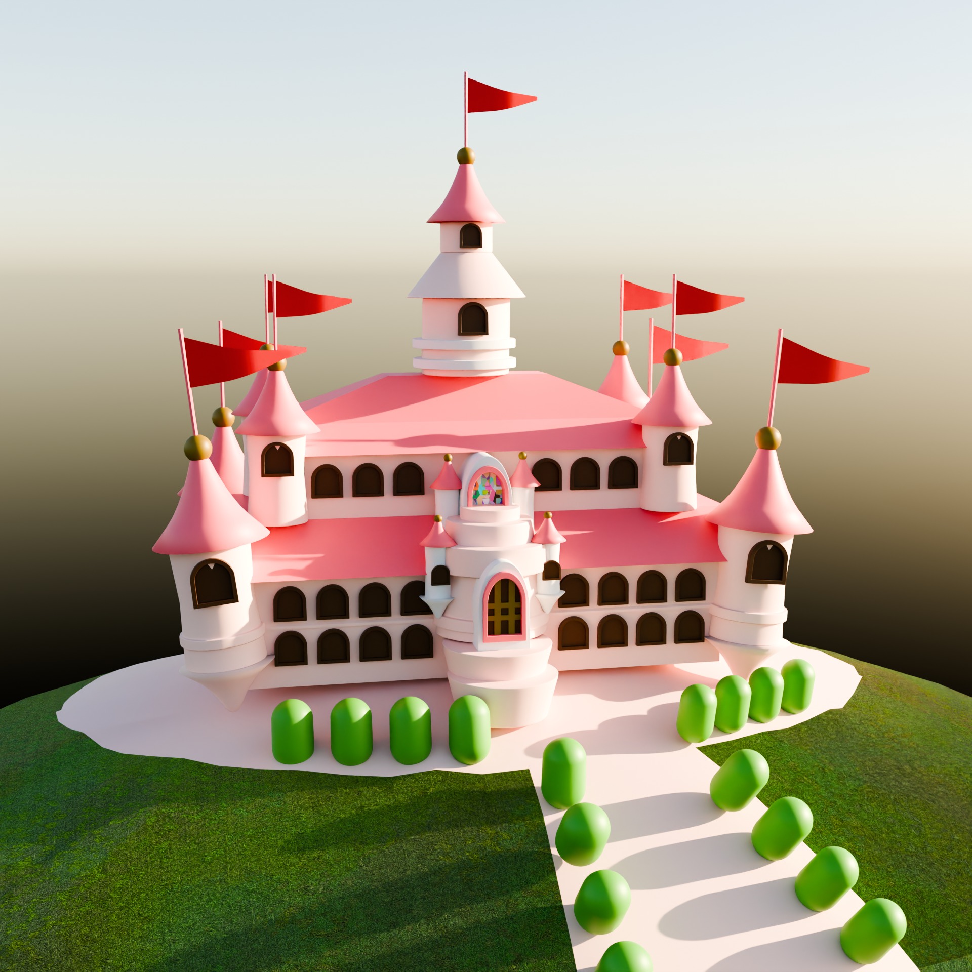 Lowpoly isometric Cute 3d Castle for Princess 3D model_4