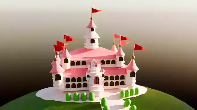 Lowpoly isometric Cute 3d Castle for Princess
