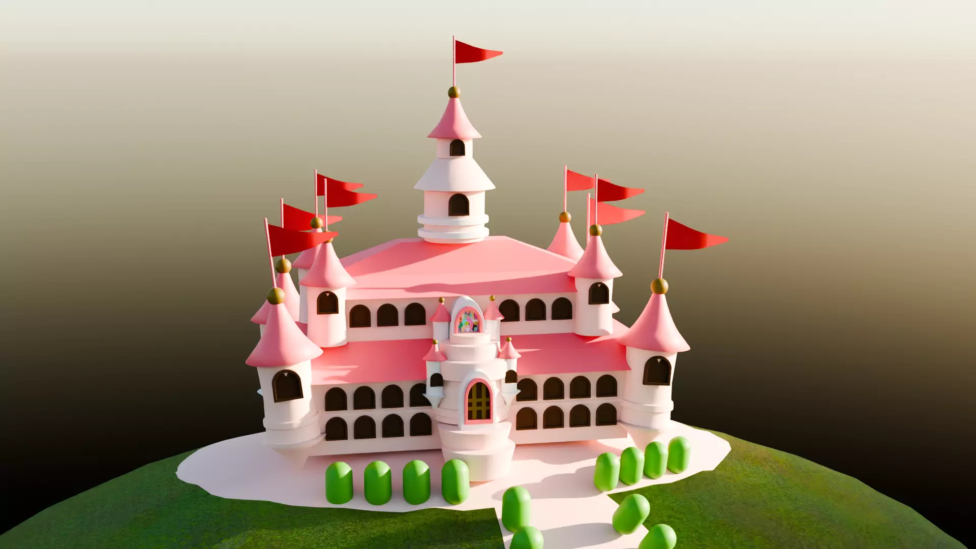 Lowpoly isometric Cute 3d Castle for Princess 3D model_0