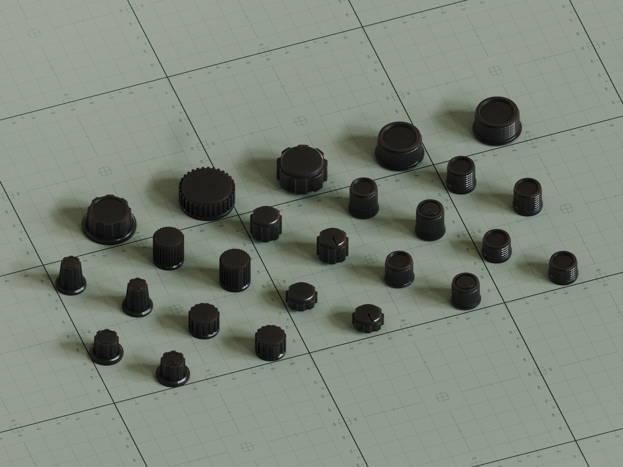 25 Unique Dials and Knobs Game Ready Subdivision Ready  Low-poly 3D model_2