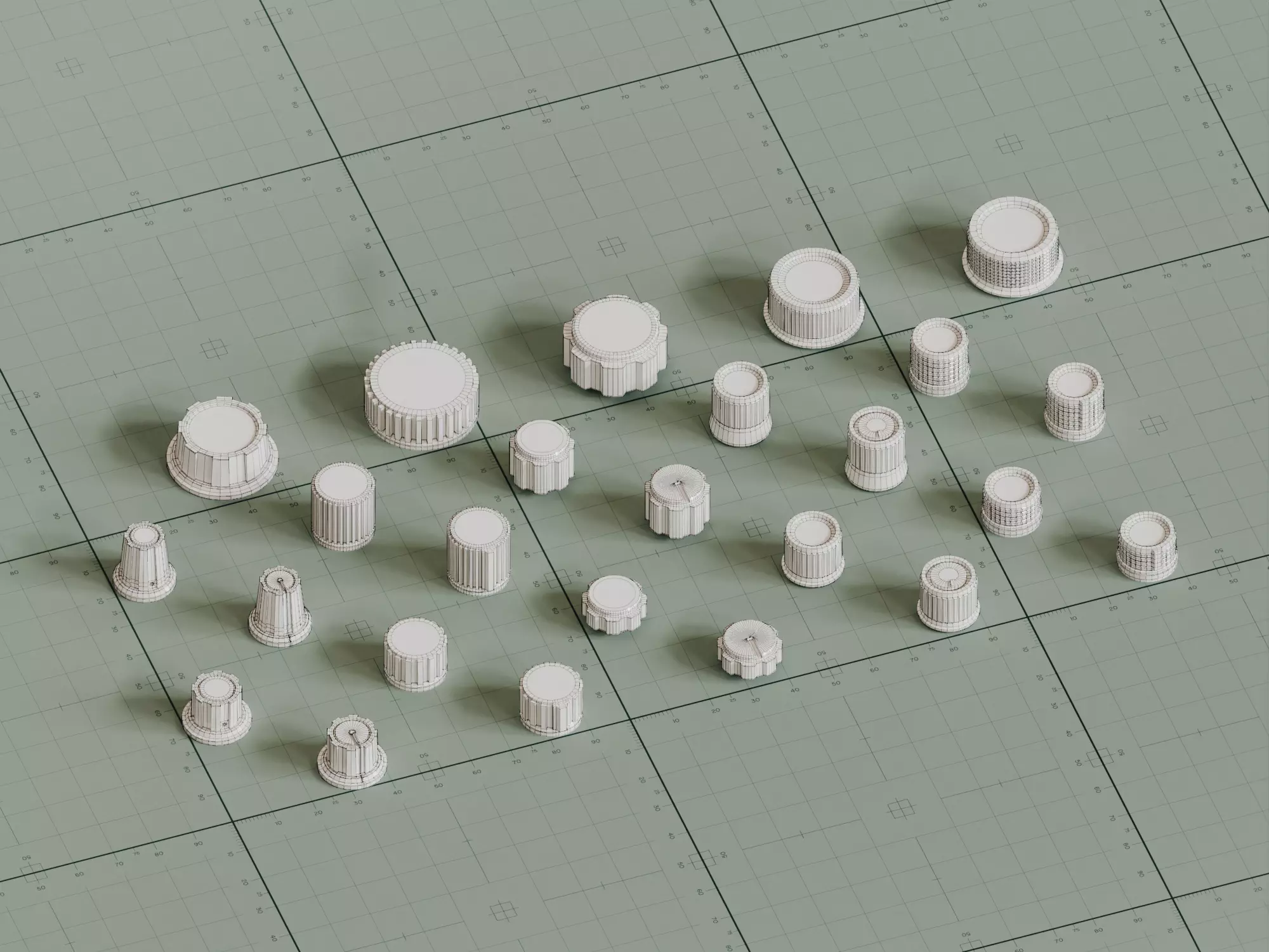 25 Unique Dials and Knobs Game Ready Subdivision Ready  Low-poly 3D model_0