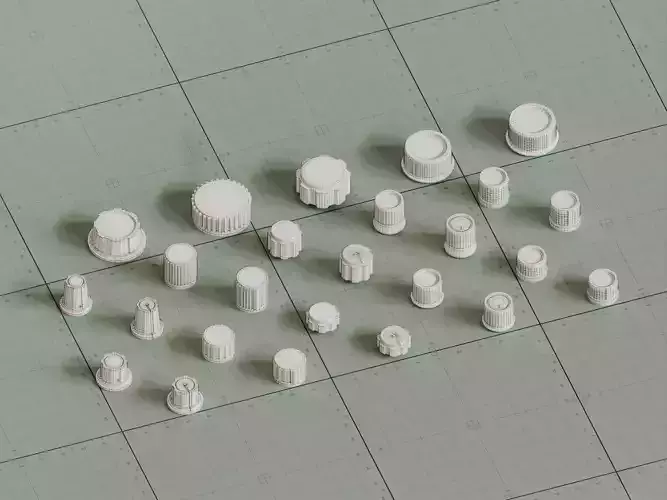25 Unique Dials and Knobs Game Ready Subdivision Ready  Low-poly 3D model