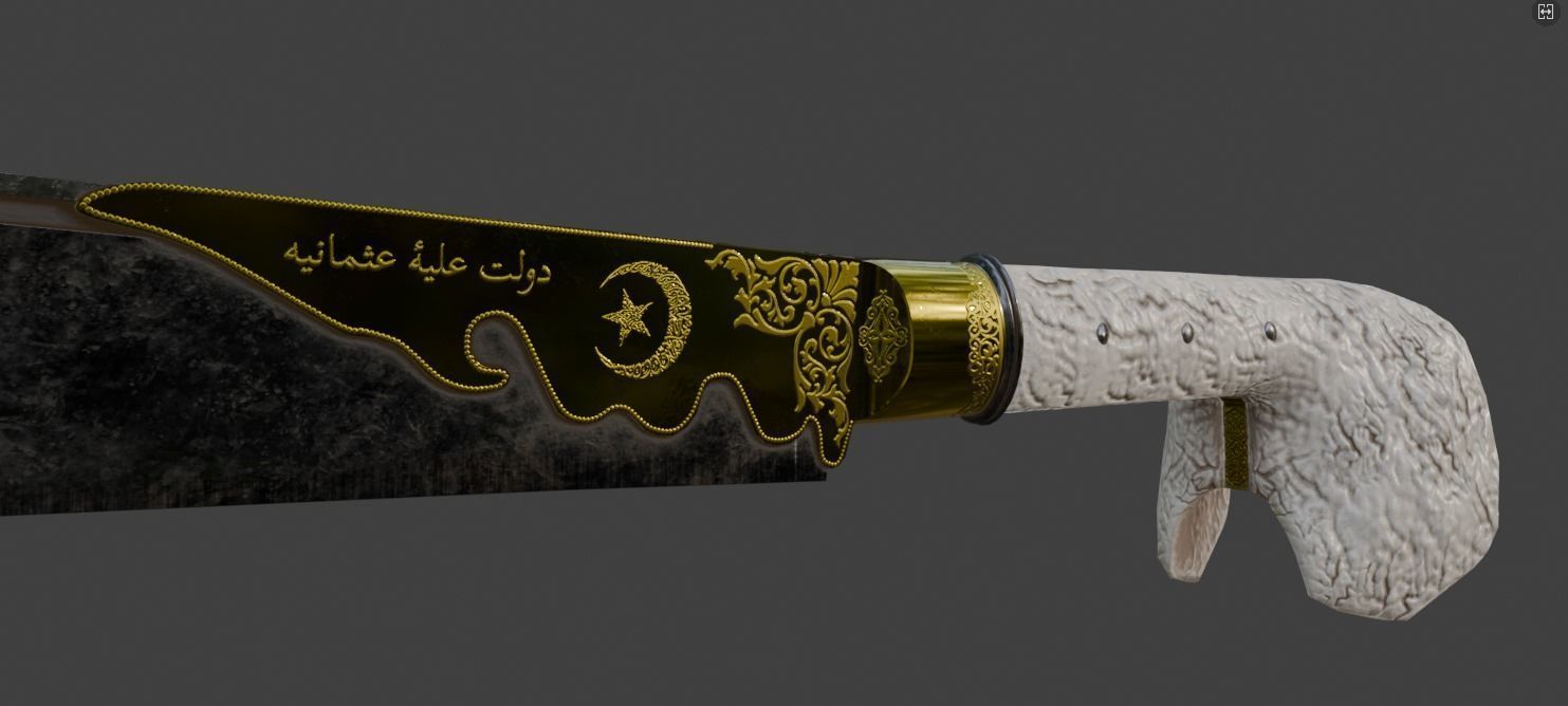 Yatagan Sword Low-poly 3D model_1