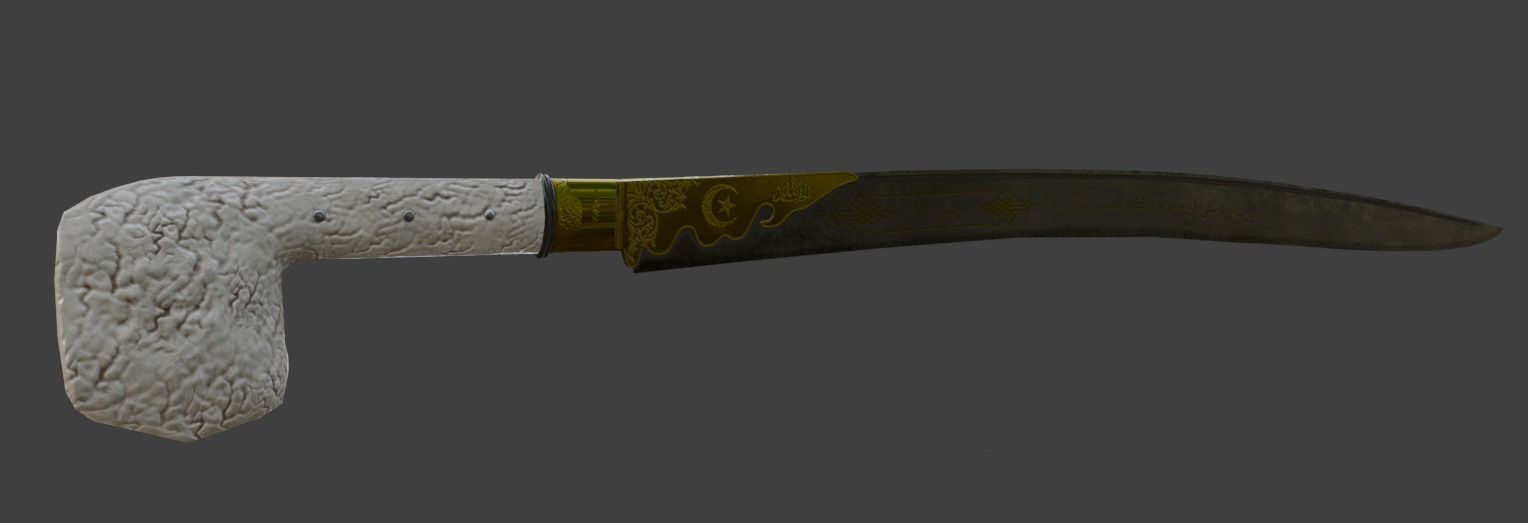Yatagan Sword Low-poly 3D model_10