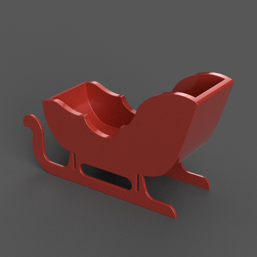 Santa Sleigh Christmas Decorations  candy dish - candle holder 1 3D print model_1
