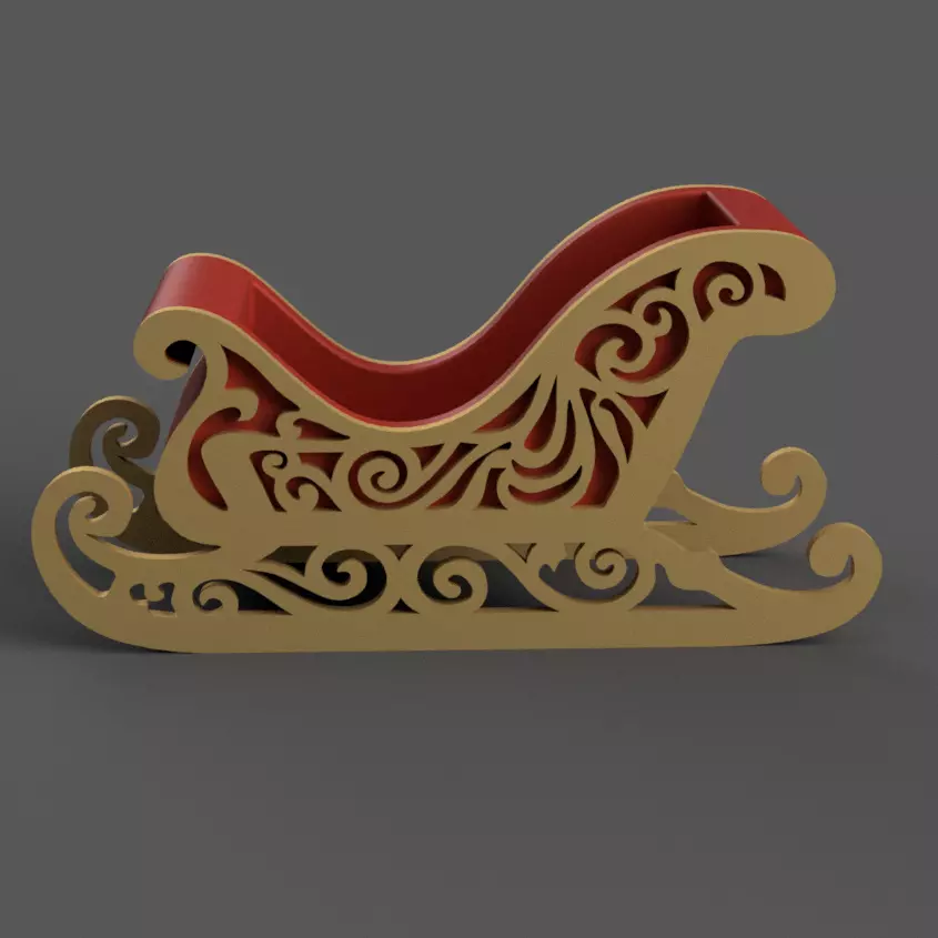 Santa Sleigh Christmas Decorations  candy dish - candle holder 2 3D print model_0