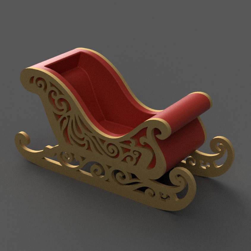 Santa Sleigh Christmas Decorations  candy dish - candle holder 2 3D print model_1