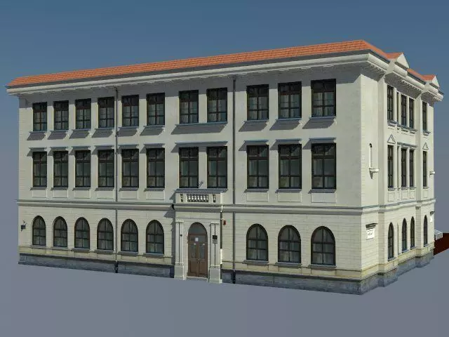 European High School 3D Model 3D model_0