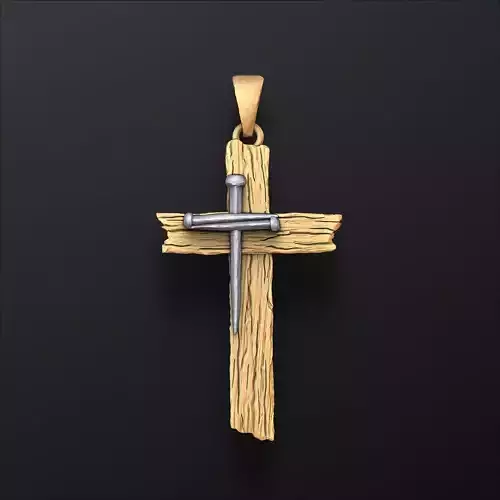 Wooden Cross Pendant v2 3D print model