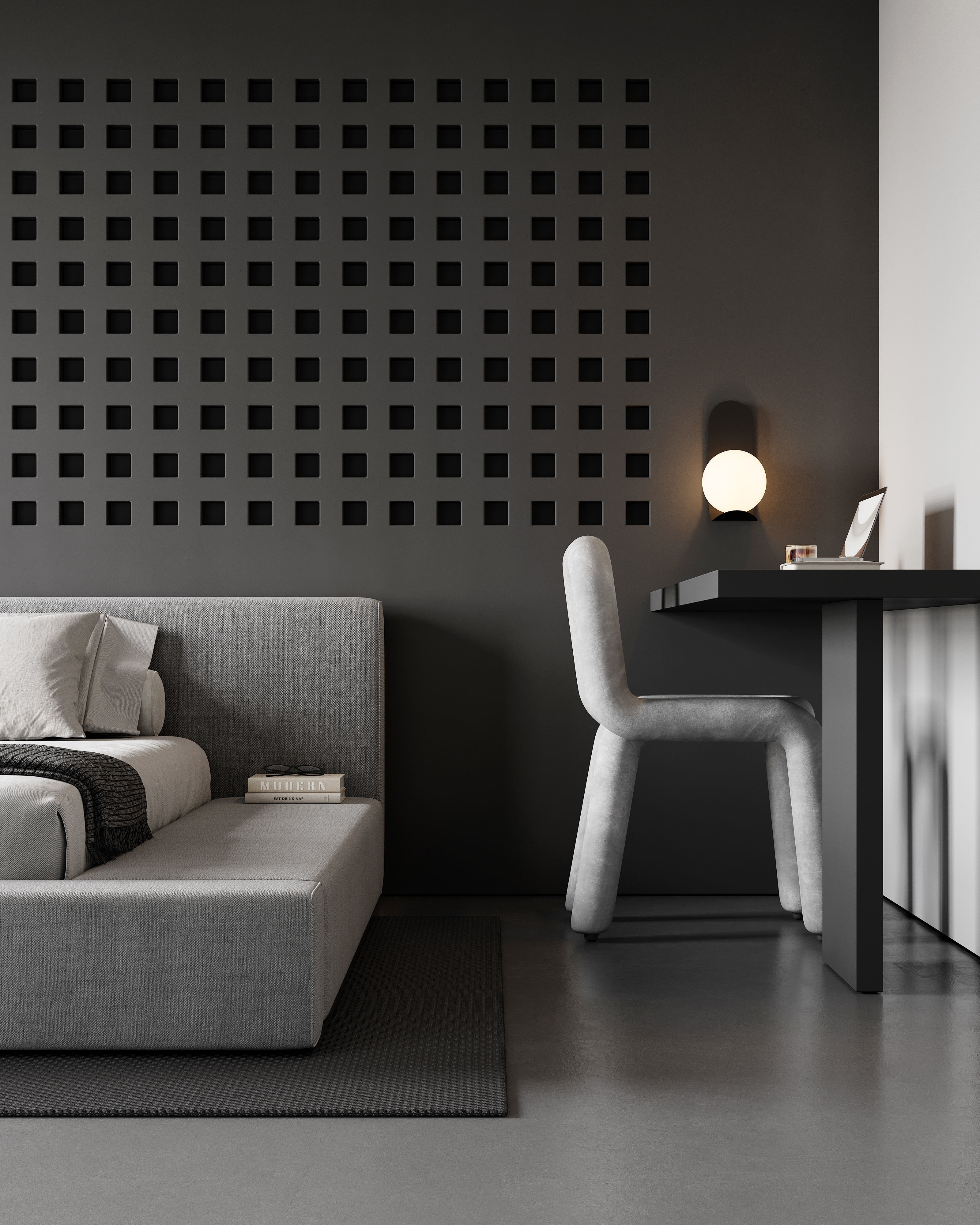 AR-24071 Gray Bedroom - Bedroom 3D Scene 3D model_3