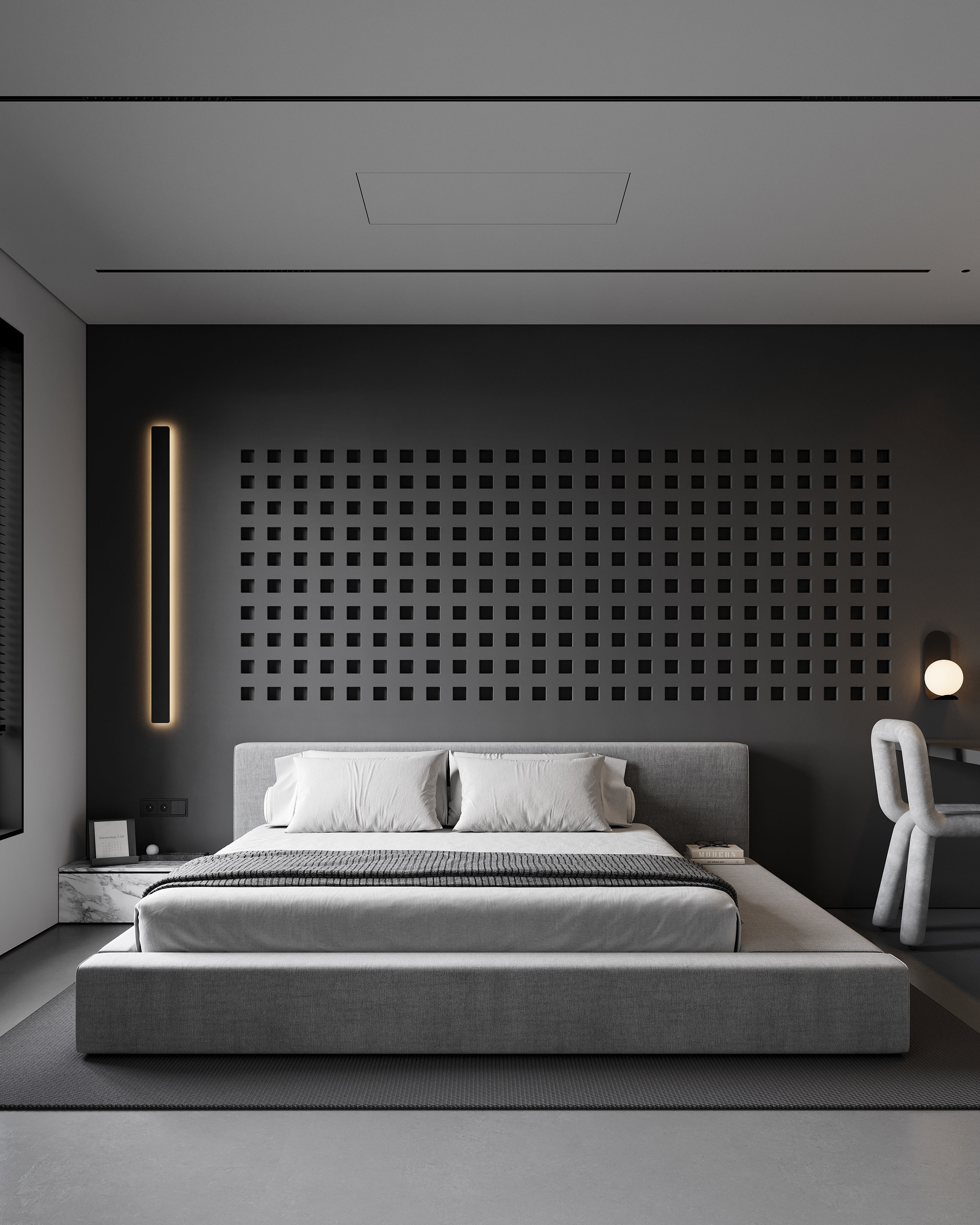 AR-24071 Gray Bedroom - Bedroom 3D Scene 3D model_2