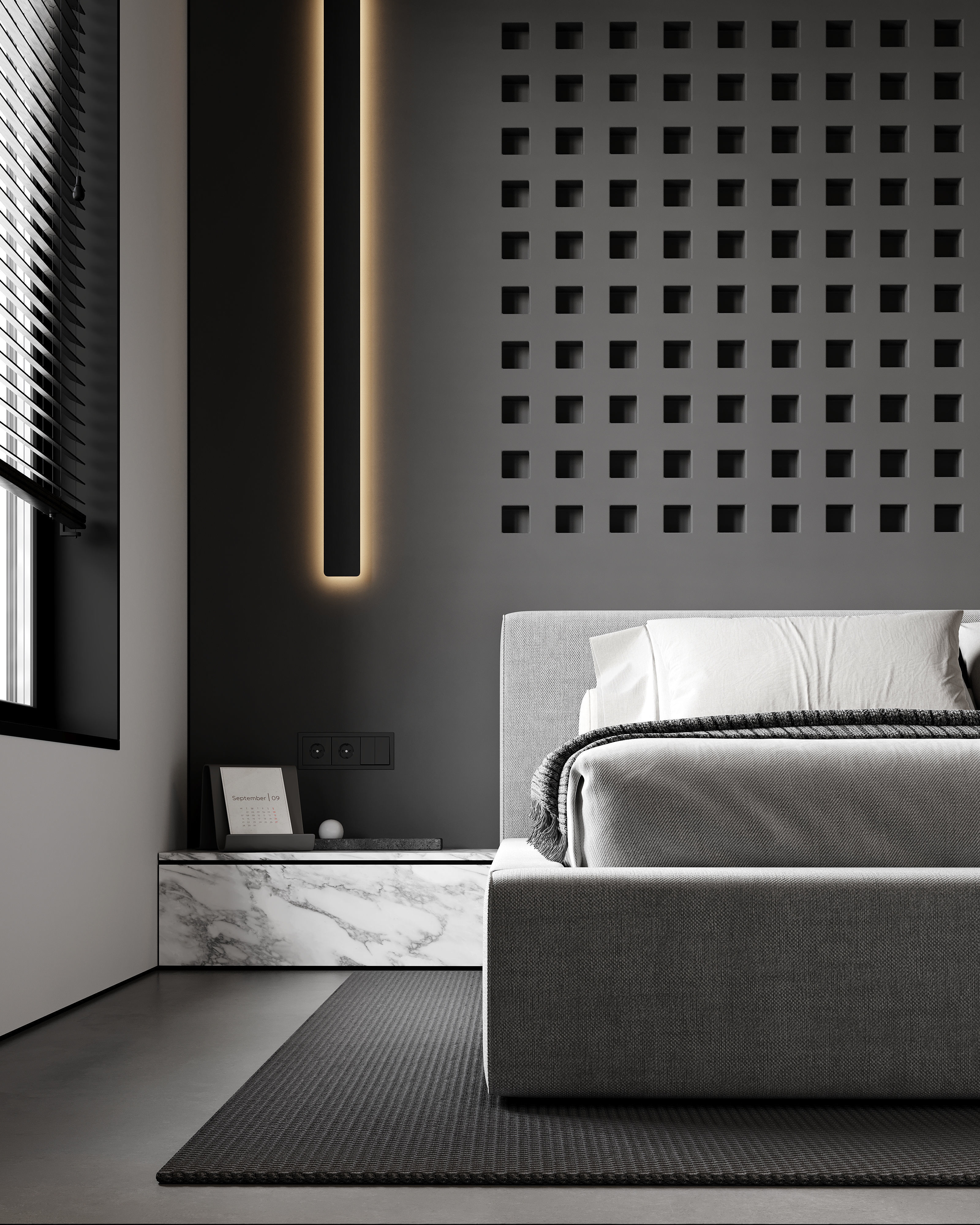 AR-24071 Gray Bedroom - Bedroom 3D Scene 3D model_5