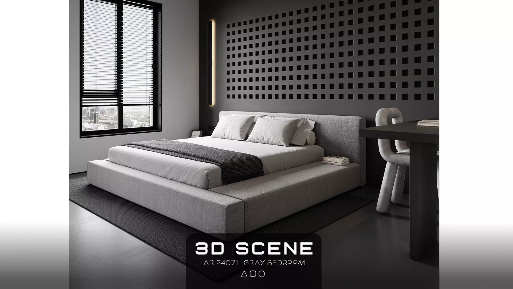 AR-24071 Gray Bedroom - Bedroom 3D Scene 3D model_0