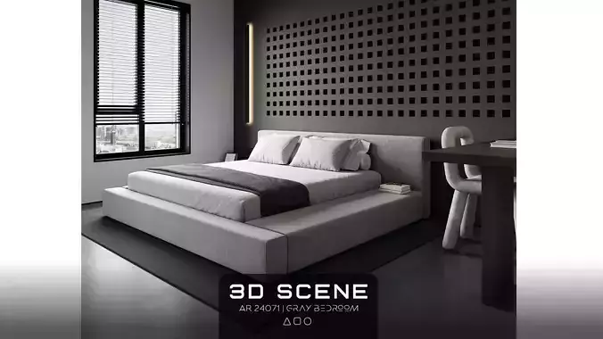 AR-24071 Gray Bedroom - Bedroom 3D Scene 3D model