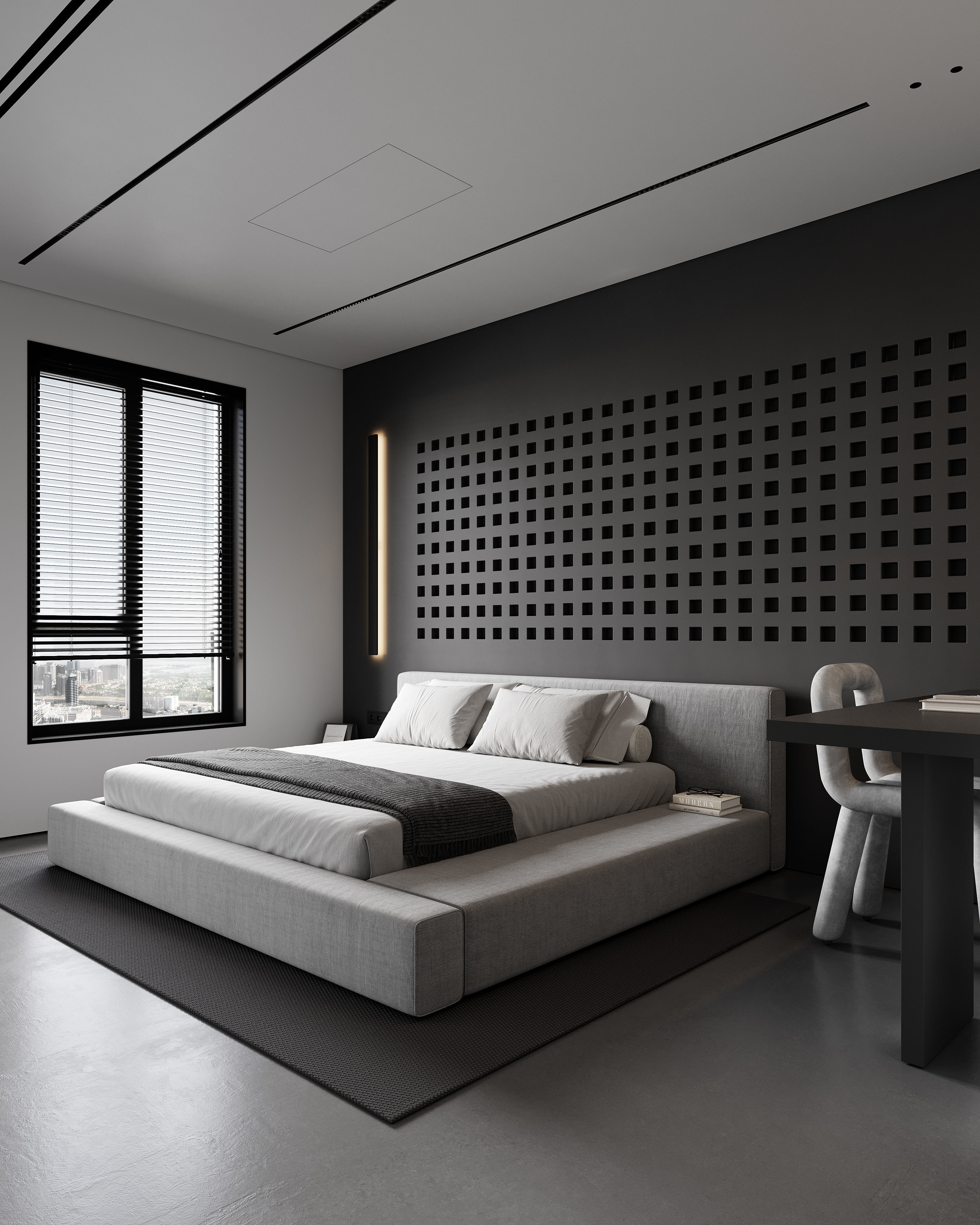 AR-24071 Gray Bedroom - Bedroom 3D Scene 3D model_1