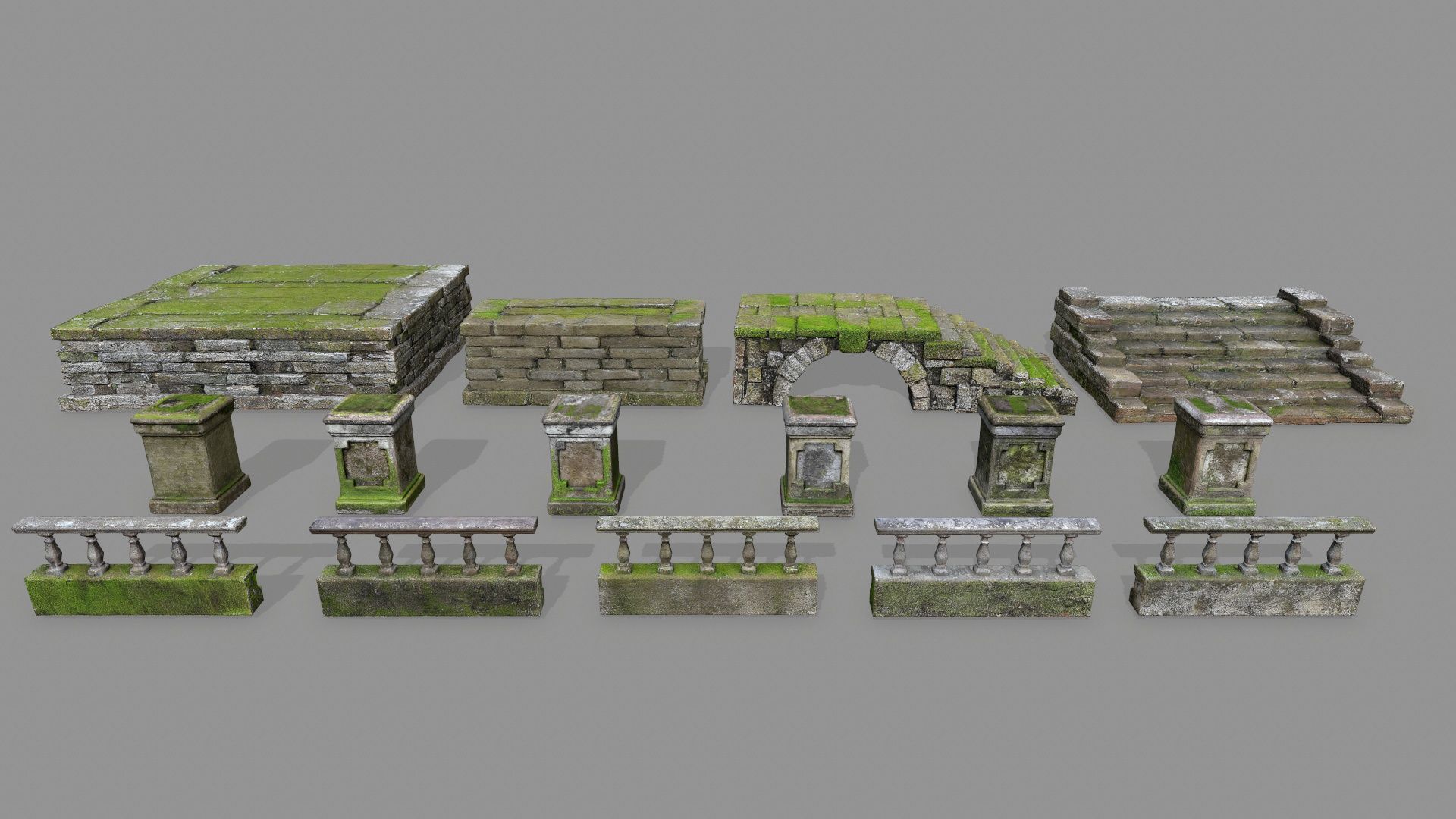 old ruins Low-poly 3D model_7