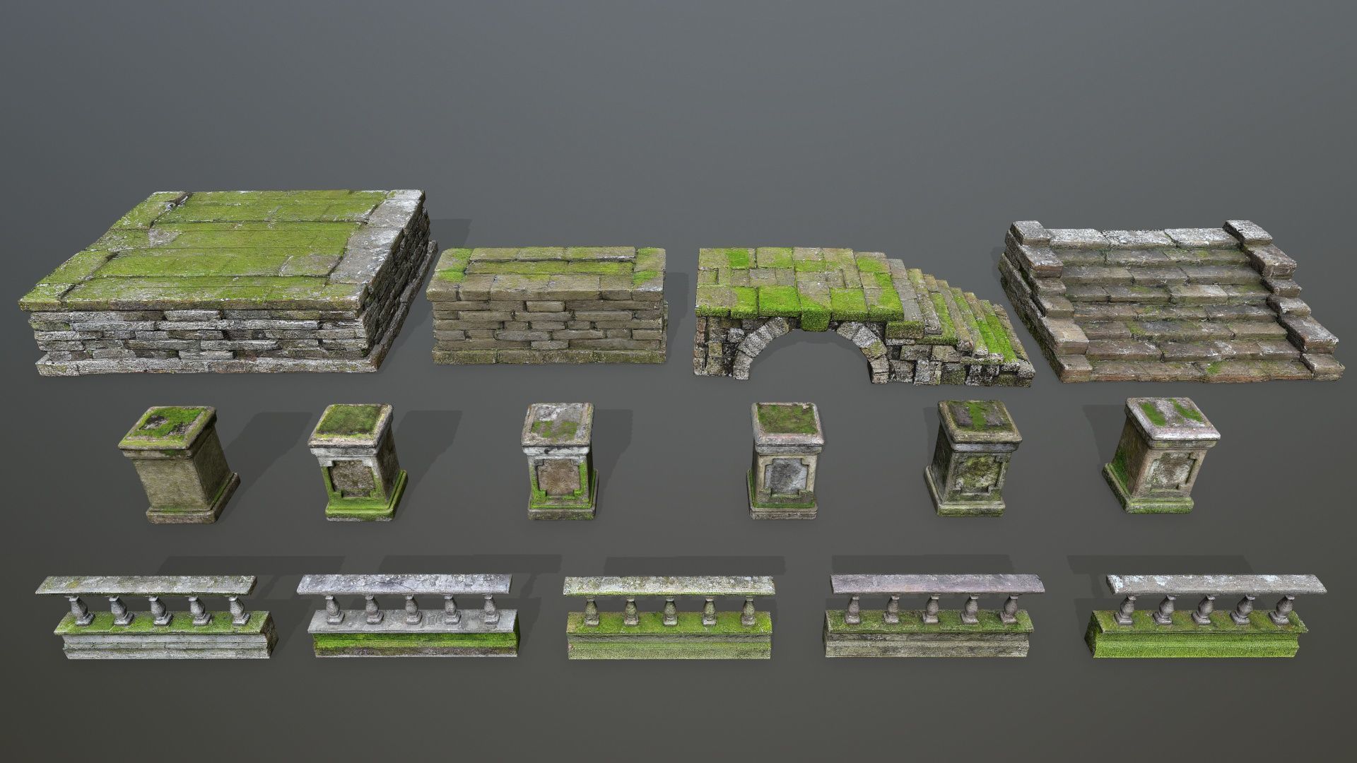 old ruins Low-poly 3D model_2