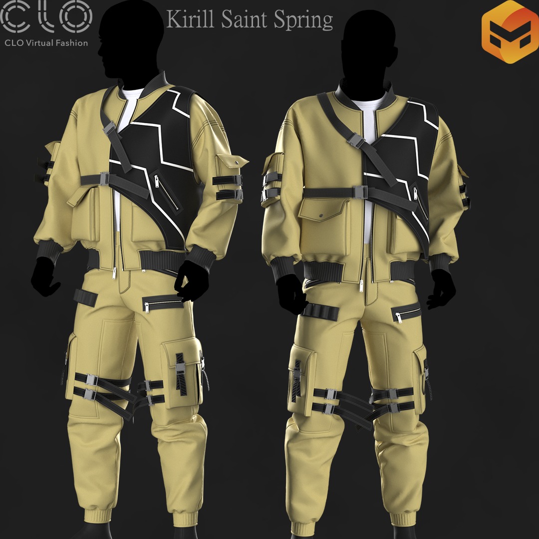 Streetwear Male Marvelous designer Clo3d OBJ mtl FBX ZPRJ 3D model_1