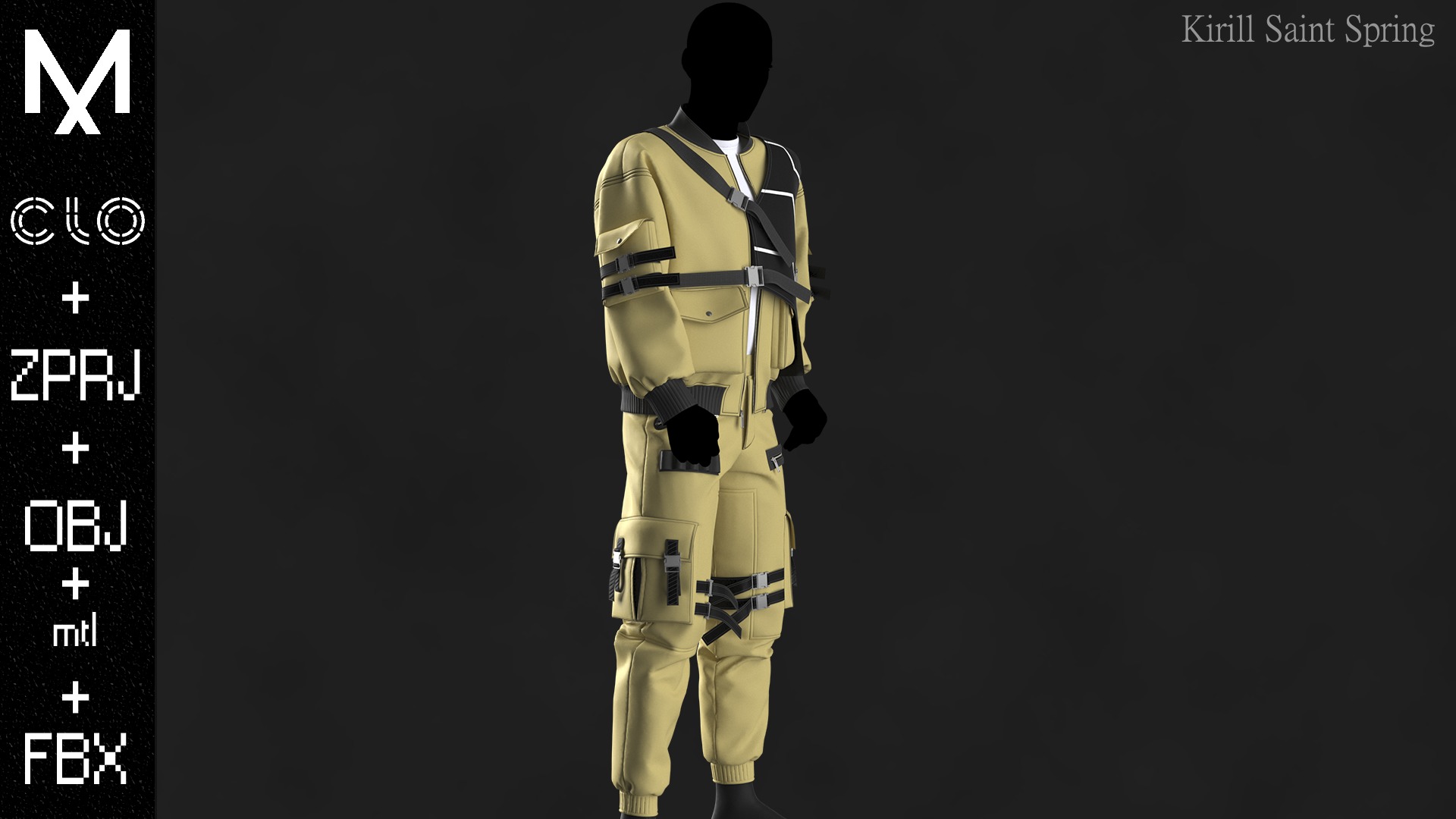 Streetwear Male Marvelous designer Clo3d OBJ mtl FBX ZPRJ 3D model_2