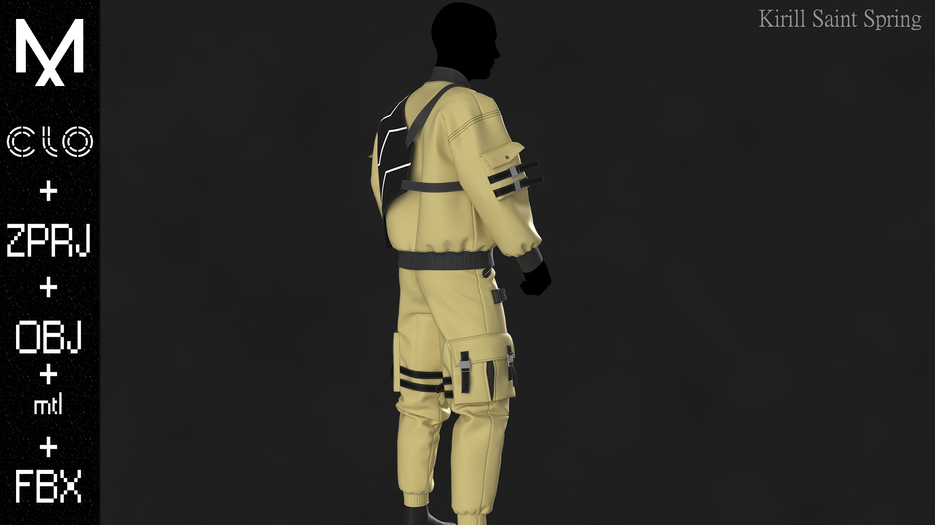 Streetwear Male Marvelous designer Clo3d OBJ mtl FBX ZPRJ 3D model_4