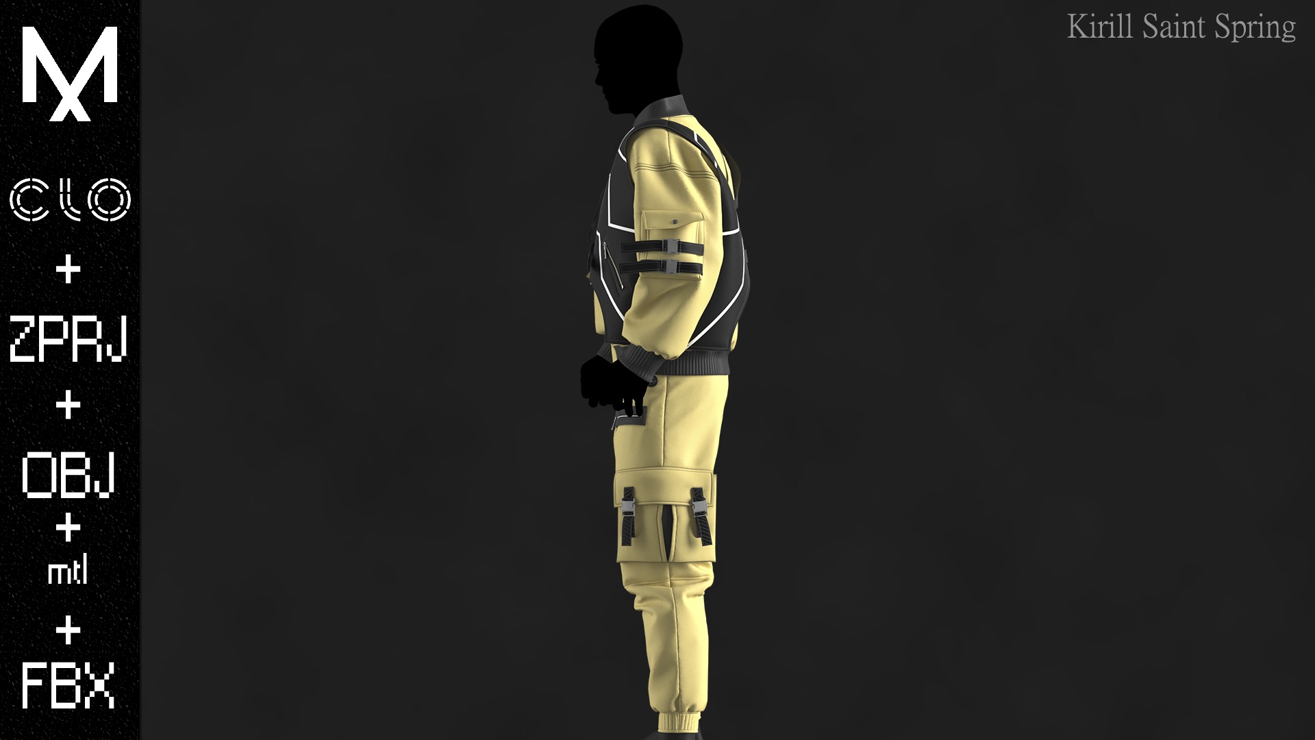 Streetwear Male Marvelous designer Clo3d OBJ mtl FBX ZPRJ 3D model_3