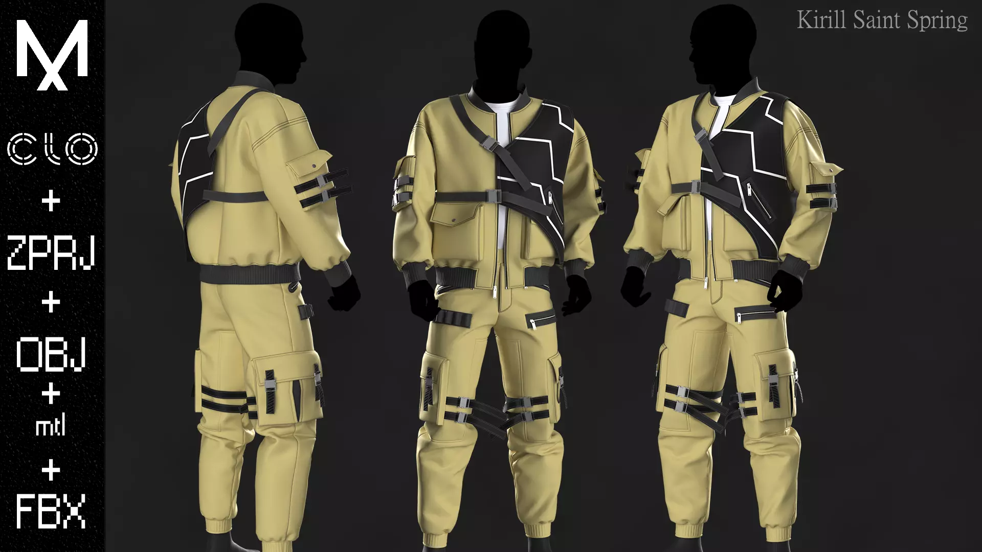 Streetwear Male Marvelous designer Clo3d OBJ mtl FBX ZPRJ 3D model_0