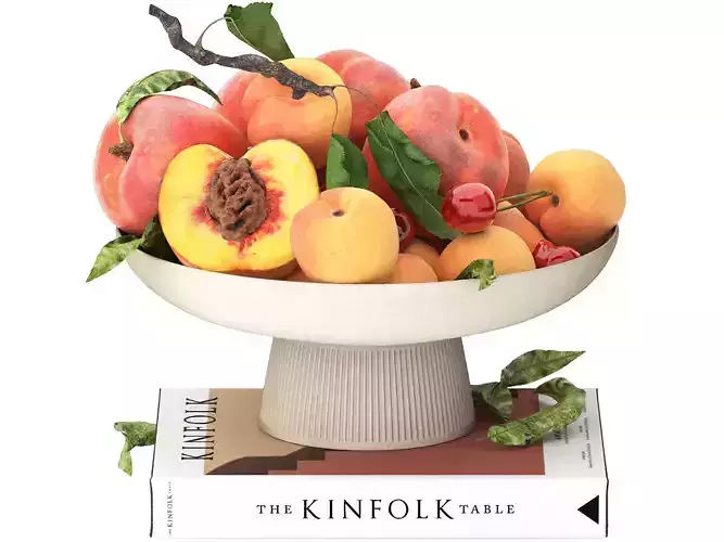 Bowl of apricots peaches and cherries