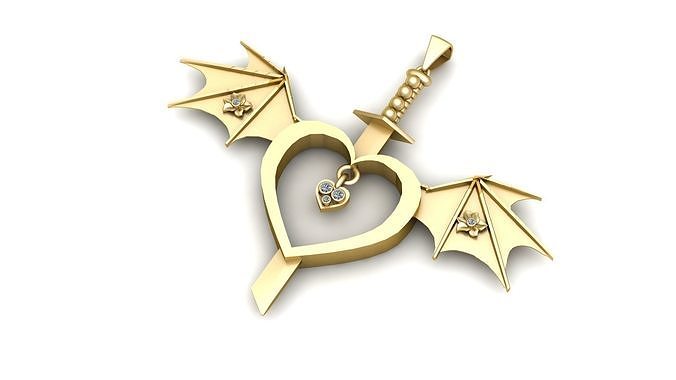 HEART WITH WINGS PENDANT 3D PRINTABLE MODEL 3D print model