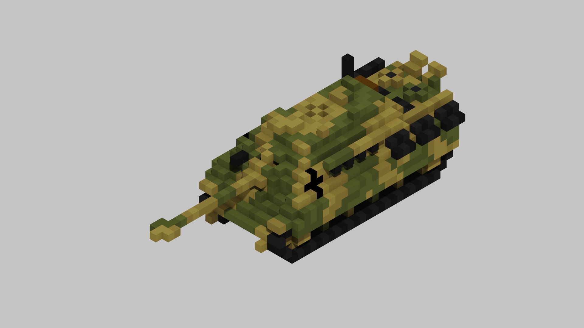 Jagdpanzer V Jagdpanther Tank Voxel Low-poly 3D model_1