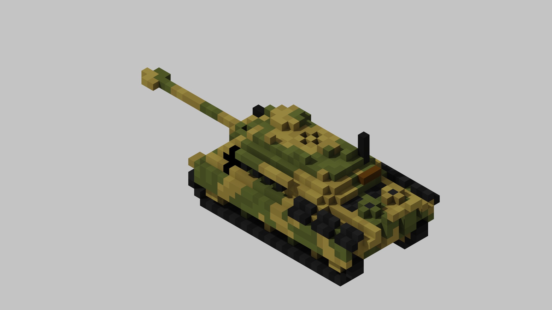 Jagdpanzer V Jagdpanther Tank Voxel Low-poly 3D model_2