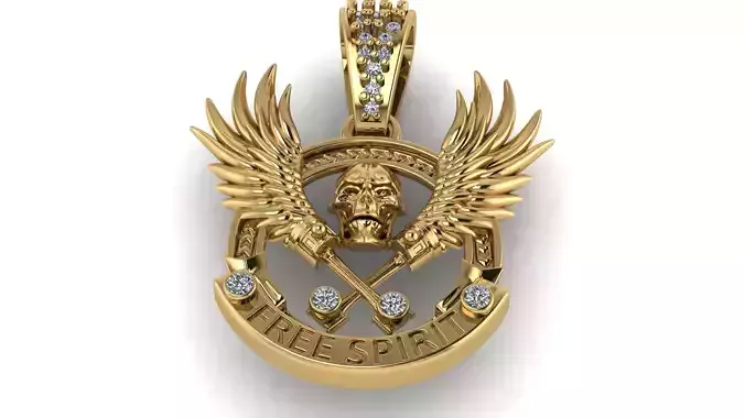 SKULL FACE AND WINGS PENDANT 3D PRINTABLE MODEL