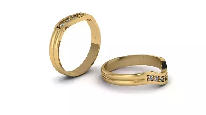 PRECIOUS GOLD AND DIAMOND ENGAGEMENT RING 3D PRINTABLE MODEL 3D print model