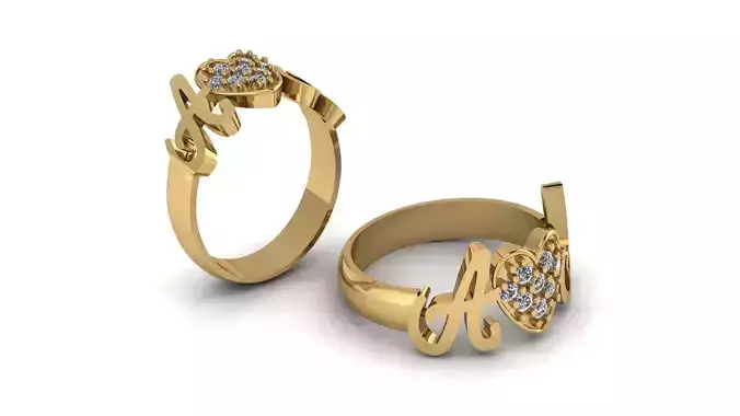 ALPHABET A AND A DIAMOND RING 3D PRINTABLE MODEL 3D print model