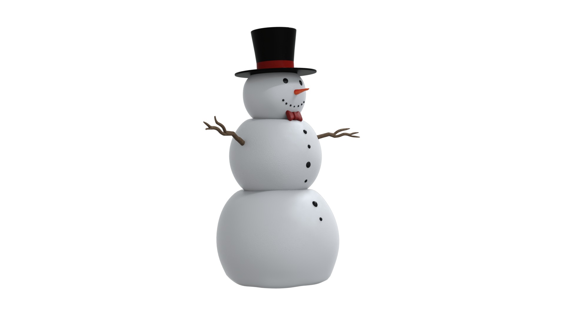 Snowman Christmas Low-poly 3D model_3