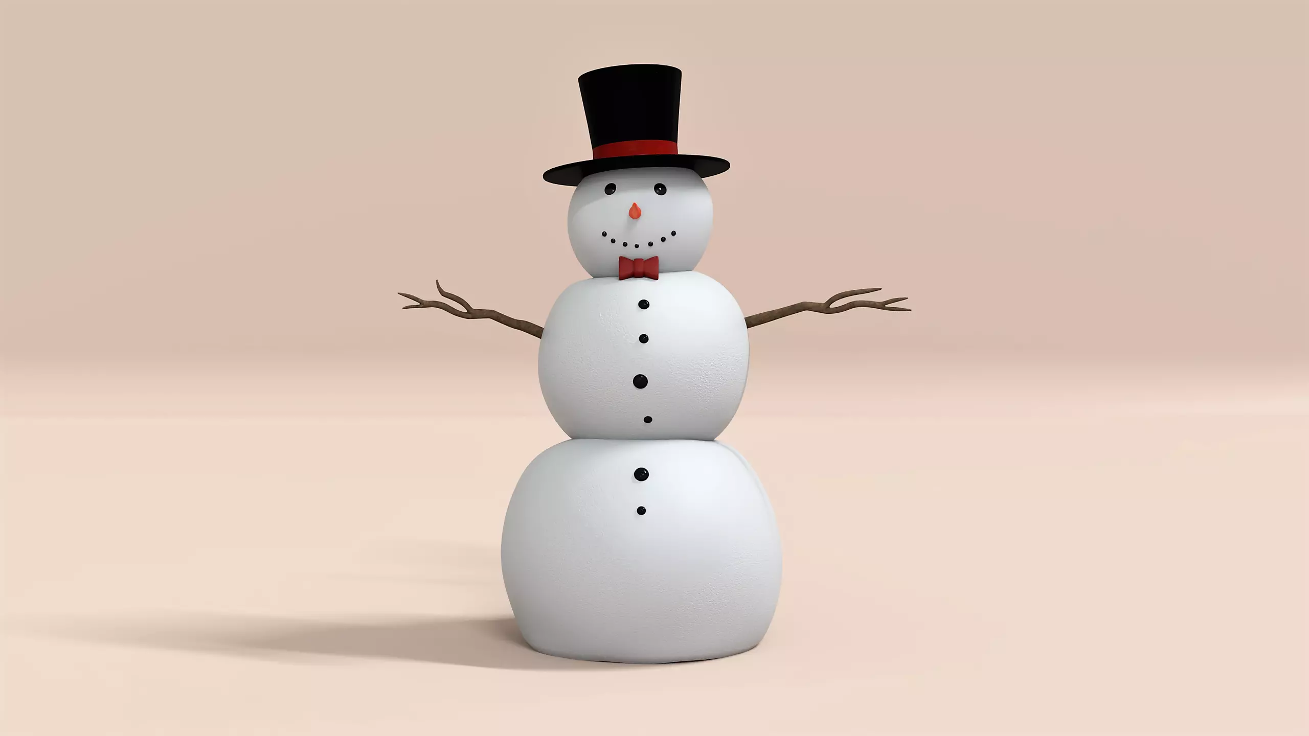 Snowman Christmas Low-poly 3D model_0